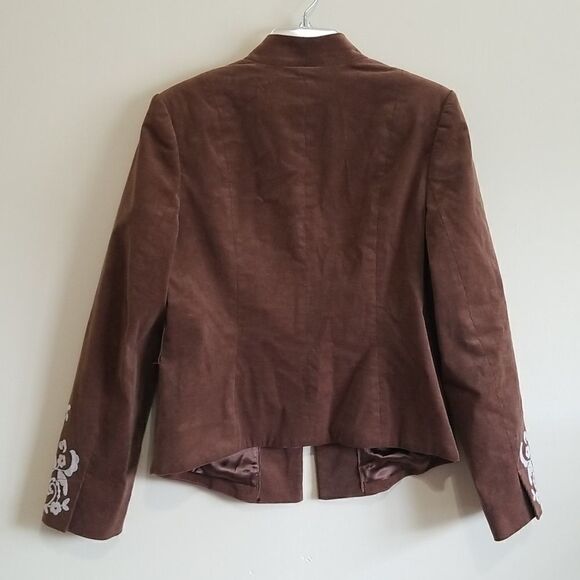 MADISON STUDIO CORDUROY BROWN JACKET W/EMBROIDERED SLEEVES Sz8 - Picture 6 of 8